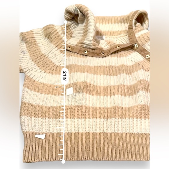 RTR Derek Lam Collective Button Cowl Neck Tan & Cream Striped Sweater Sz M - Picture 16 of 16